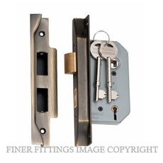 TRADCO 2154 - 2155 REBATED 5 LEVER LOCKS ANTIQUE BRASS