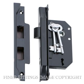 TRADCO 3 LEVER REBATED LOCK 44MM BACKSET MATT BLACK