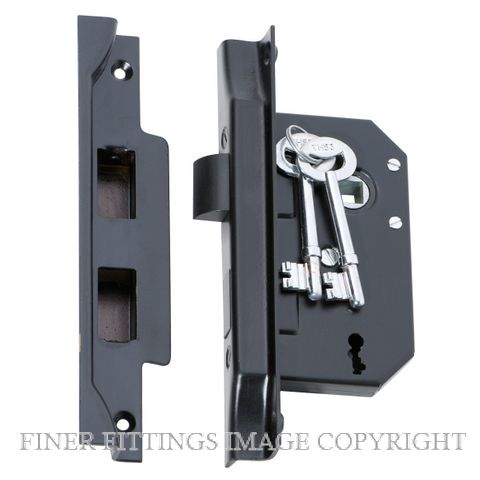 TRADCO 2264 - 2265 REBATED MORTICE LOCKS 3 LEVER MATT BLACK