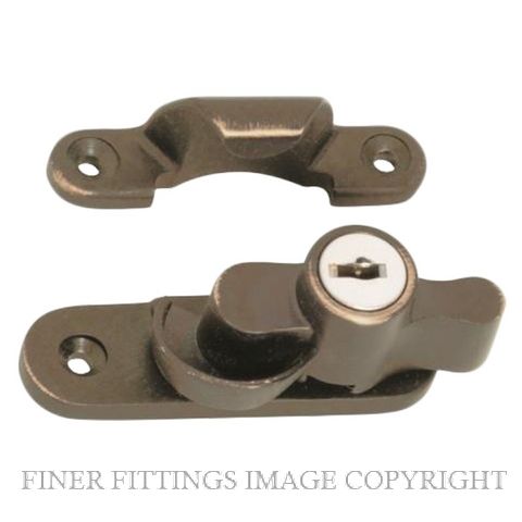 TRADCO 2307 SASH FASTENER KEY OPERATED ANTIQUE BRASS