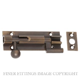 TRADCO 2325 BARREL BOLT OFFSET 75 X 25MM ANTIQUE BRASS