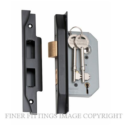 TRADCO 2186 - 2187 REBATED 5 LEVER LOCKS MATT BLACK