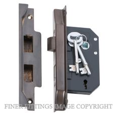 TRADCO 2204 - 2205 REBATED MORTICE LOCKS 3 LEVER ANTIQUE BRASS