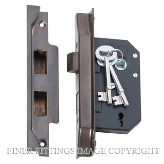 TRADCO 2204 3 LEVER REBATED LOCK 44MM ANTIQUE BRASS