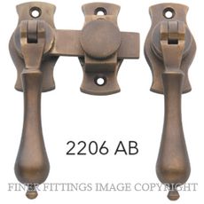 TRADCO 2206 FRENCH DOOR FASTENER TEARDROP ANTIQUE BRASS