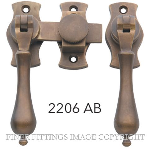 TRADCO 2206 FRENCH DOOR FASTENER TEARDROP ANTIQUE BRASS