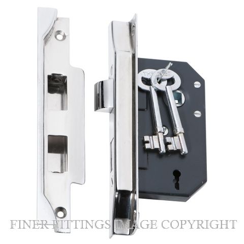 TRADCO 2214 - 2215 REBATED MORTICE LOCKS 3 LEVER CHROME PLATE