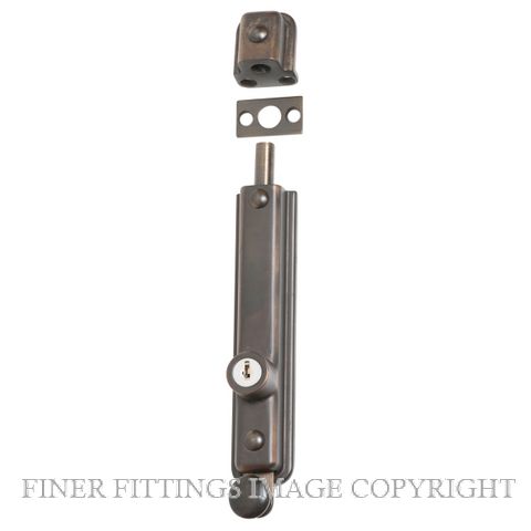TRADCO 2248 SURFACE BOLT KEY OPERATED 150 X 32MM ANTIQUE BRASS