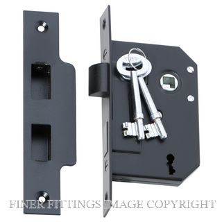 TRADCO 3 LEVER MORTICE LOCK 44MM BACKSET MATT BLACK