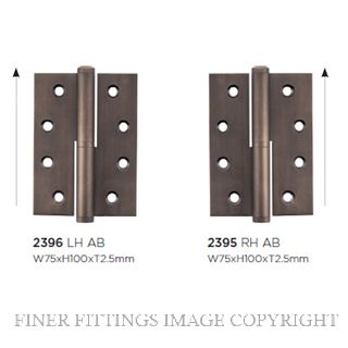 TRADCO 2395 HINGE RIGHT HAND LIFT OFF 100X75MM ANTIQUE BRASS