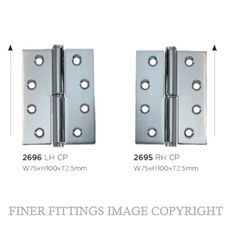 TRADCO 2695 - 2696 LIFT OFF HINGES CHROME PLATE