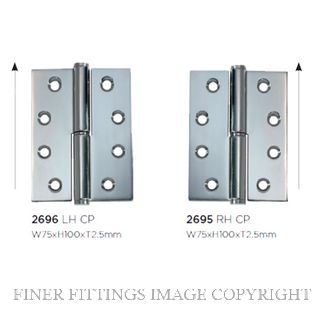 TRADCO HINGE RIGHT HAND LIFT OFF 100X75MM CHROME PLATE