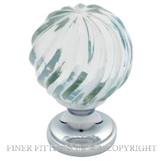 TRADCO 3030 CUPBOARD KNOB GLASS FLUTED SWIRL 38MM GLASS-CP