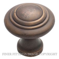 TRADCO 3050 - 3052 DOMED CABINET KNOBS ANTIQUE BRASS