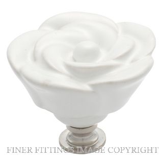 TRADCO 3009 FLOWER KNOB CERAMIC 50MM WHITE-CP