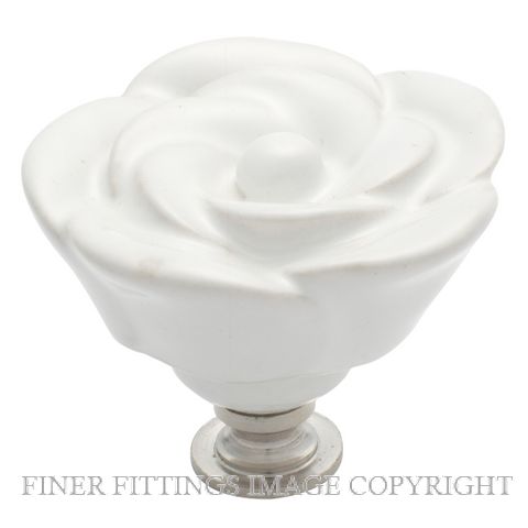 TRADCO 3009 FLOWER KNOB CERAMIC 50MM WHITE-CP