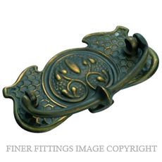 TRADCO 3290 - 3292 CABINET DROP HANDLES ANTIQUE BRASS