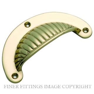 TRADCO 3559 DRAWER PULL FLUTED 95 X 50MM POLISHED BRASS