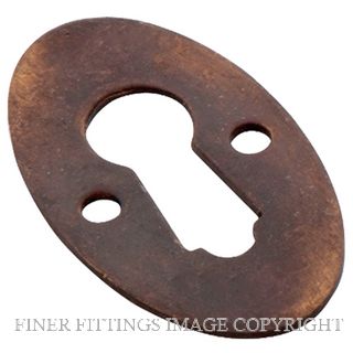 TRADCO 3812 OVAL ESCUTCHEON SB 16 X 28MM ANTIQUE BRASS