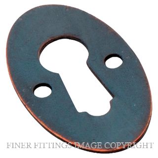 TRADCO 3813 OVAL ESCUTCHEON SB 16 X 28MM ANTIQUE COPPER