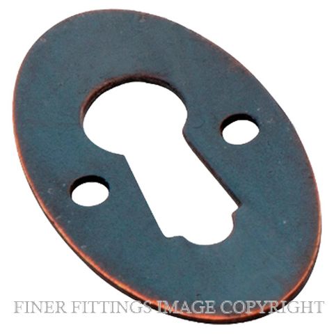 TRADCO 3813 OVAL ESCUTCHEON SB 16 X 28MM ANTIQUE COPPER