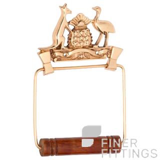 TRADCO 4884 COAT OF ARMS TOILET ROLL HOLDER POLISHED BRASS