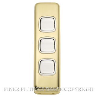 TRADCO 5856 SWITCH ROCKER 3 GANG POLISHED BRASS-WHITE