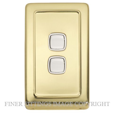 TRADCO 5853 SWITCH ROCKER 2 GANG POLISHED BRASS-WHITE