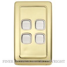 TRADCO 5855 SWITCH ROCKER 4 GANG POLISHED BRASS-WHITE