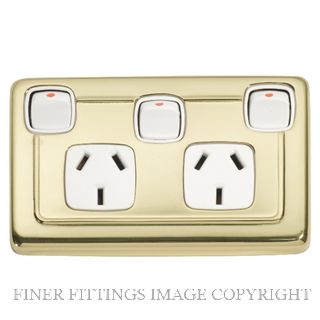 TRADCO 5857 DOUBLE P/POINT W/SWITCH POLISHED BRASS-WHITE