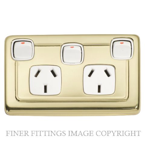 TRADCO 5857 DOUBLE P/POINT W/SWITCH POLISHED BRASS-WHITE