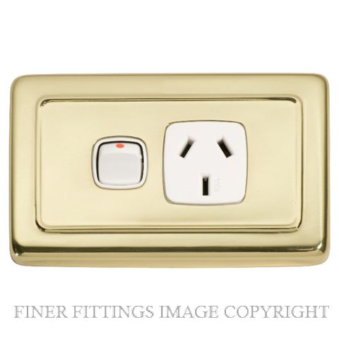 TRADCO 5858 SINGLE POWER POINT POLISHED BRASS-WHITE