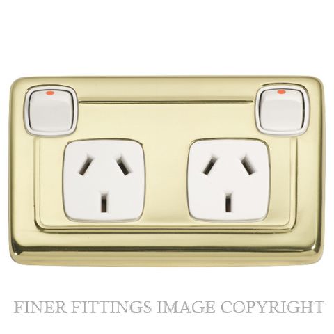 TRADCO 5859 DOUBLE POWER POINT POLISHED BRASS-WHITE