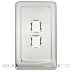 TRADCO 5873 SWITCH ROCKER 2 GANG SATIN CHROME-WHITE