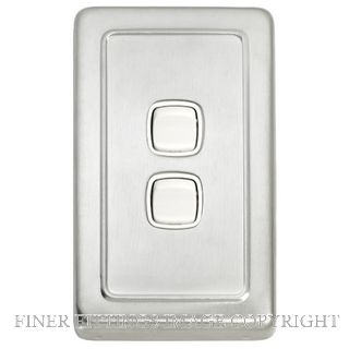 TRADCO 5873 SWITCH ROCKER 2 GANG SATIN CHROME-WHITE