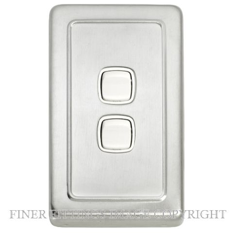 TRADCO 5873 SWITCH ROCKER 2 GANG SATIN CHROME-WHITE