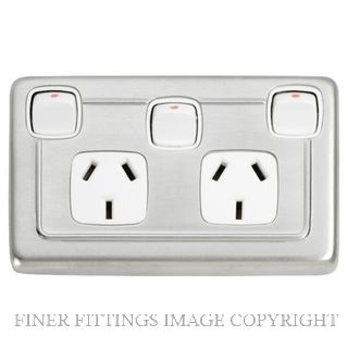 TRADCO 5877 DOUBLE P/POINT W/SWITCH SATIN CHROME-WHITE