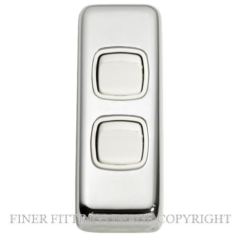 TRADCO 5881 SWITCH ROCKER 2 GANG CHROME PLATE-WHITE