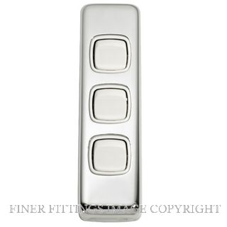 TRADCO 5886 SWITCH ROCKER 3 GANG CHROME PLATE-WHITE