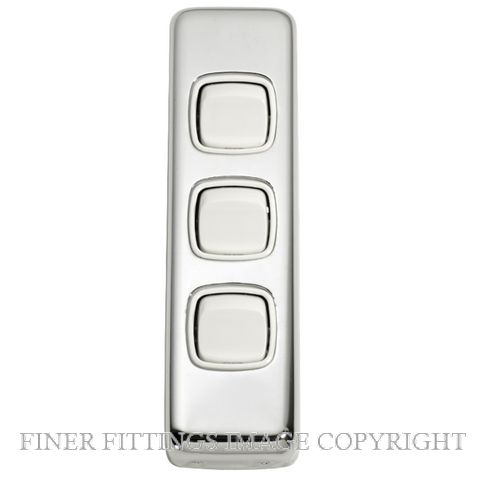 TRADCO 5886 SWITCH ROCKER 3 GANG CHROME PLATE-WHITE