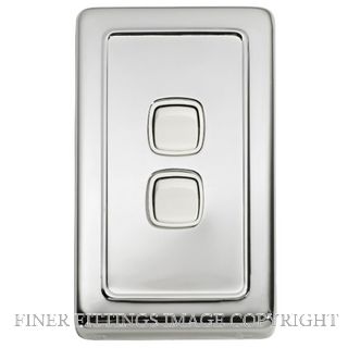 TRADCO 5883 SWITCH ROCKER 2 GANG CHROME PLATE-WHITE