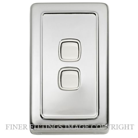 TRADCO 5883 SWITCH ROCKER 2 GANG CHROME PLATE-WHITE