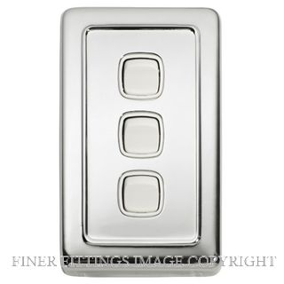 TRADCO 5884 SWITCH ROCKER 3 GANG CHROME PLATE-WHITE