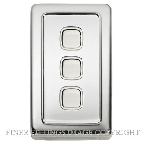 TRADCO 5884 SWITCH ROCKER 3 GANG CHROME PLATE-WHITE