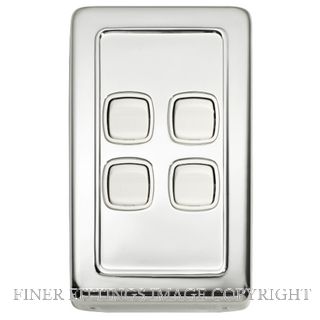 TRADCO 5885 SWITCH ROCKER 4 GANG CHROME PLATE-WHITE