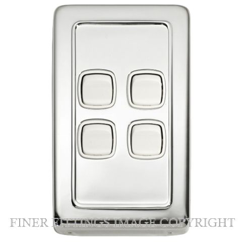 TRADCO 5885 SWITCH ROCKER 4 GANG CHROME PLATE-WHITE