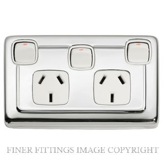 TRADCO 5887 DOUBLE P/POINT W/SWITCH CHROME PLATE-WHITE
