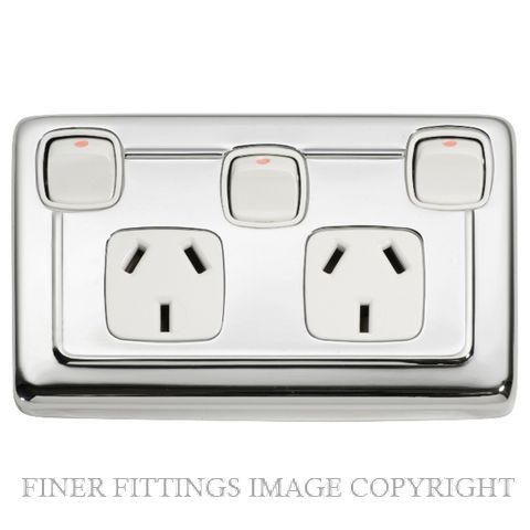 TRADCO 5887 DOUBLE P/POINT W/SWITCH CHROME PLATE-WHITE