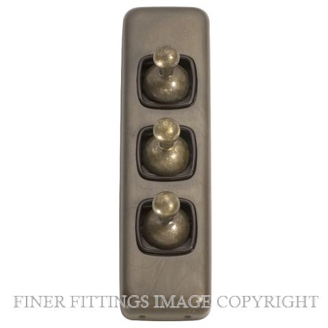 TRADCO 5896 SWITCH TOGGLE 3 GANG ANTIQUE BRASS-BROWN