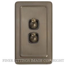 TRADCO 5893 SWITCH TOGGLE 2 GANG ANTIQUE BRASS-BROWN